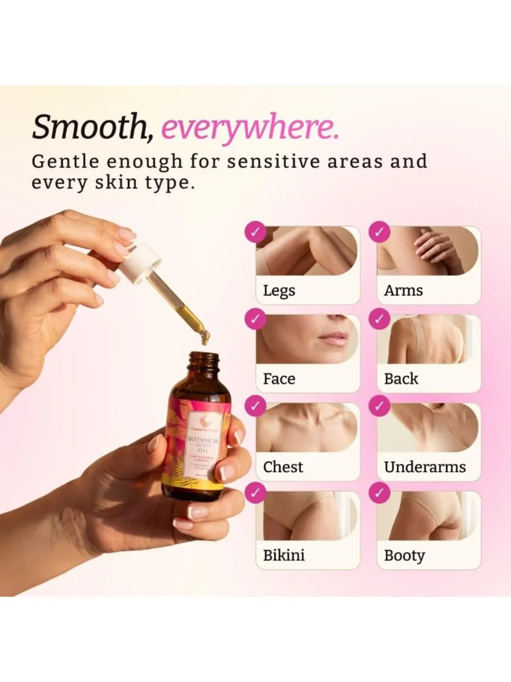 Silky Smooth Botanical Body Oil, 60ml - After-Shave & Post-Wax Moisturizer with